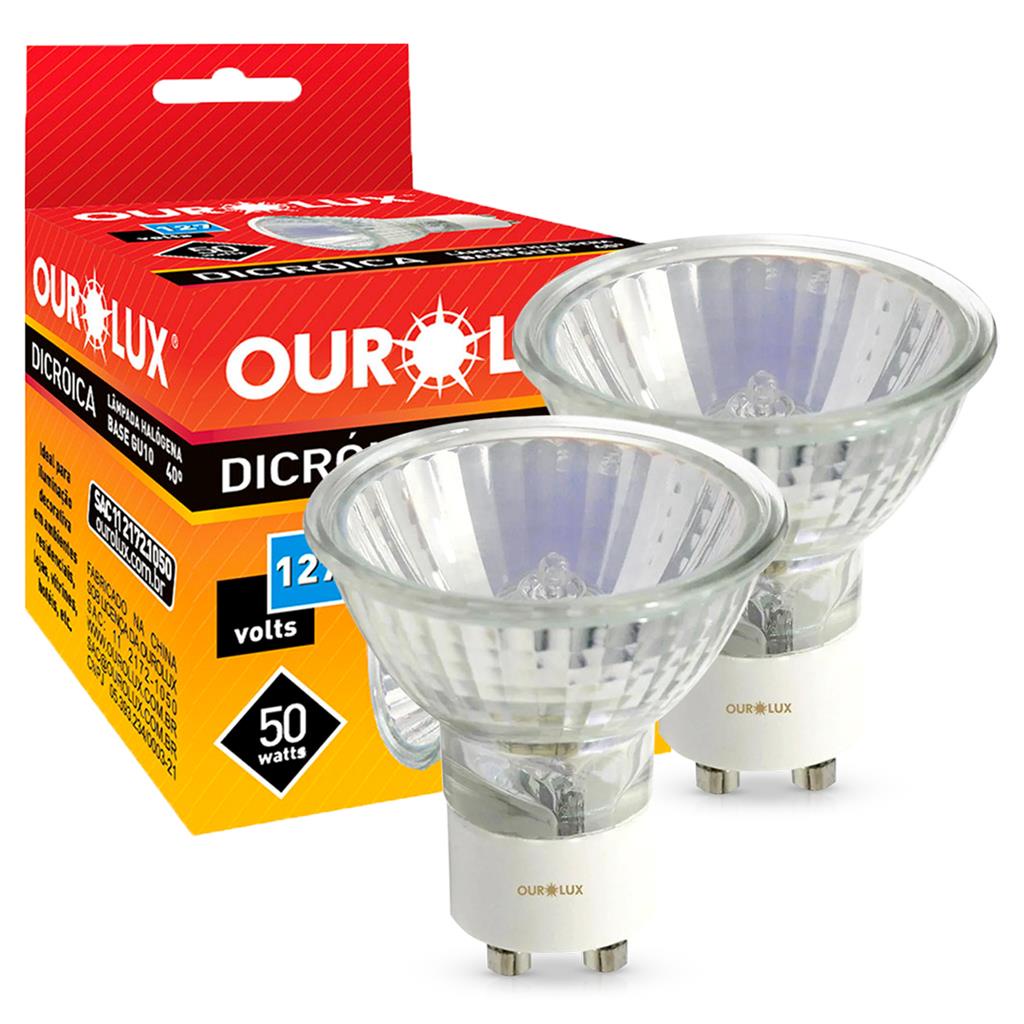 Kit 2 Lampadas Halogena Dicroica Mr16 50W 127V Gu10 2800K em Oferta na Shopee