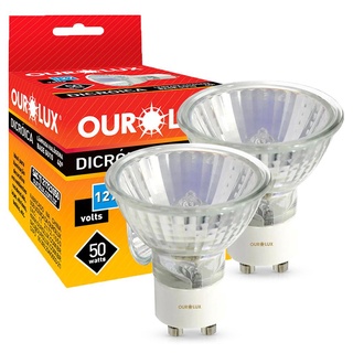 Kit 2 Lampadas Halogena Dicroica Mr16 50W 127V Gu10 2800K