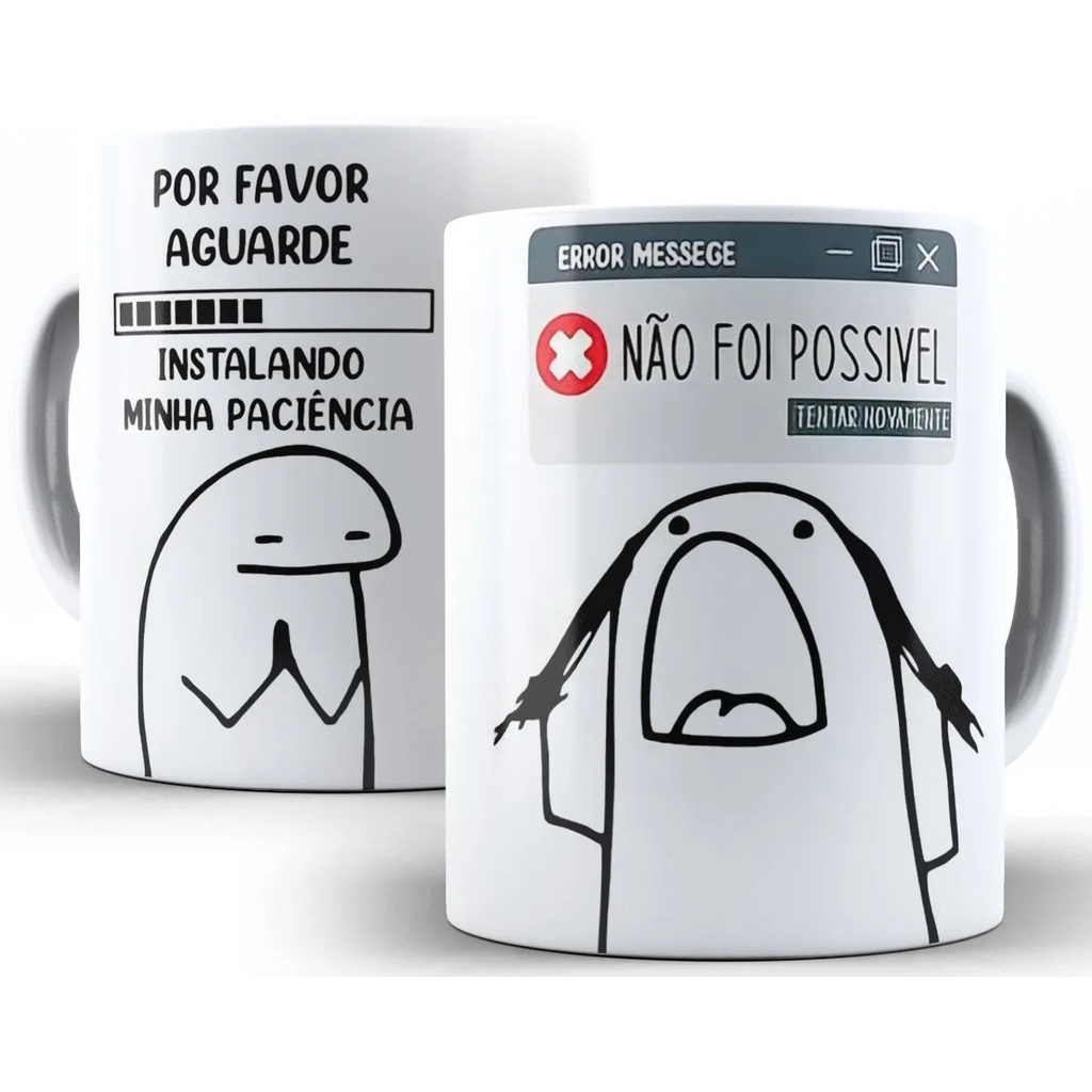 Caneca Divertida - Meme Flork - Instalando Minha Paciência