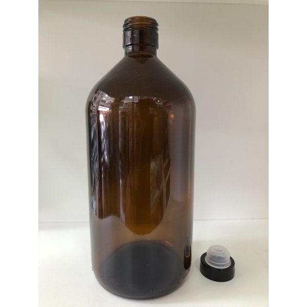 Vidro Âmbar Maceração 1 Litro Tampa Batoque Plástico Óleo Perfume - 01uni