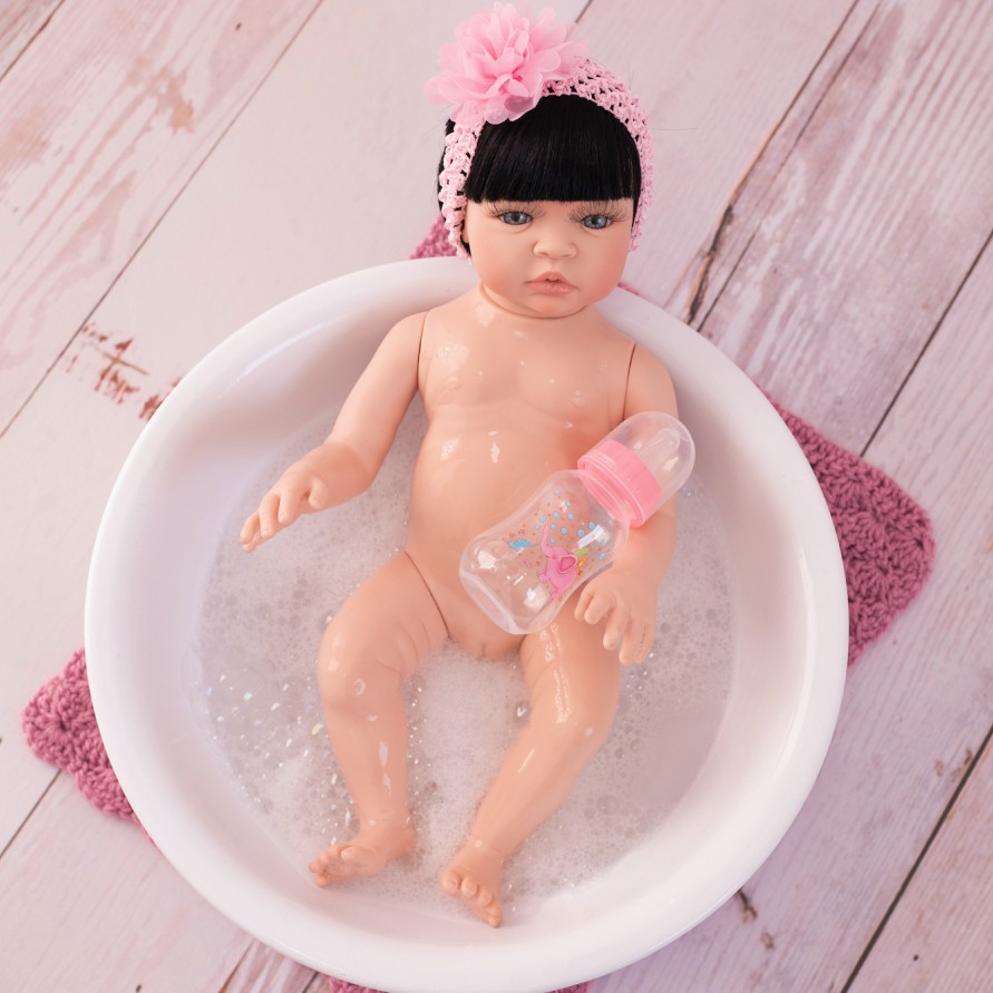 Boneca Estilo Bebê Reborn Corpo de Silicone Promoção Estoque no Brasil Pode Tomar Banho Com Acessórios