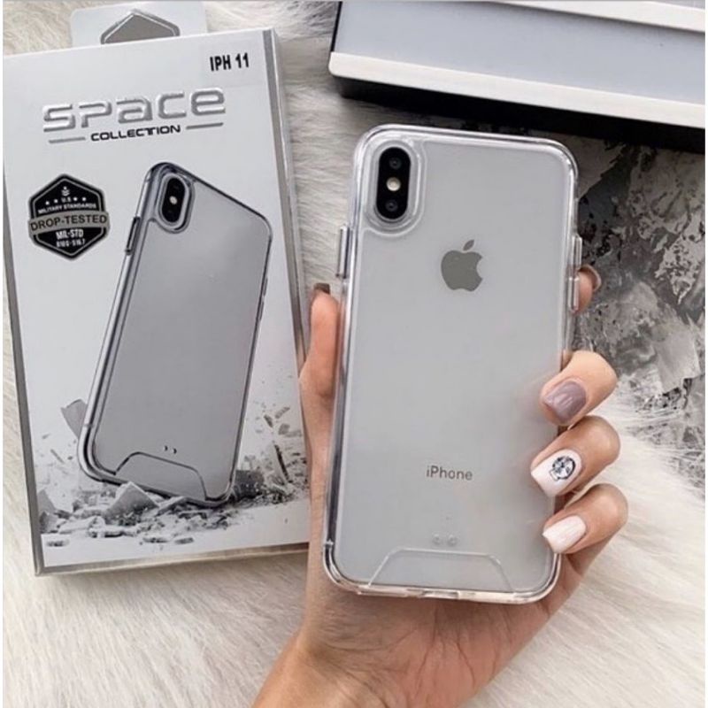 Capa de celular transparante acrílico resistente ao espaço para iPhone8 7/8plus X XR XSMax 11 12 13 14 15 em Oferta na Shopee