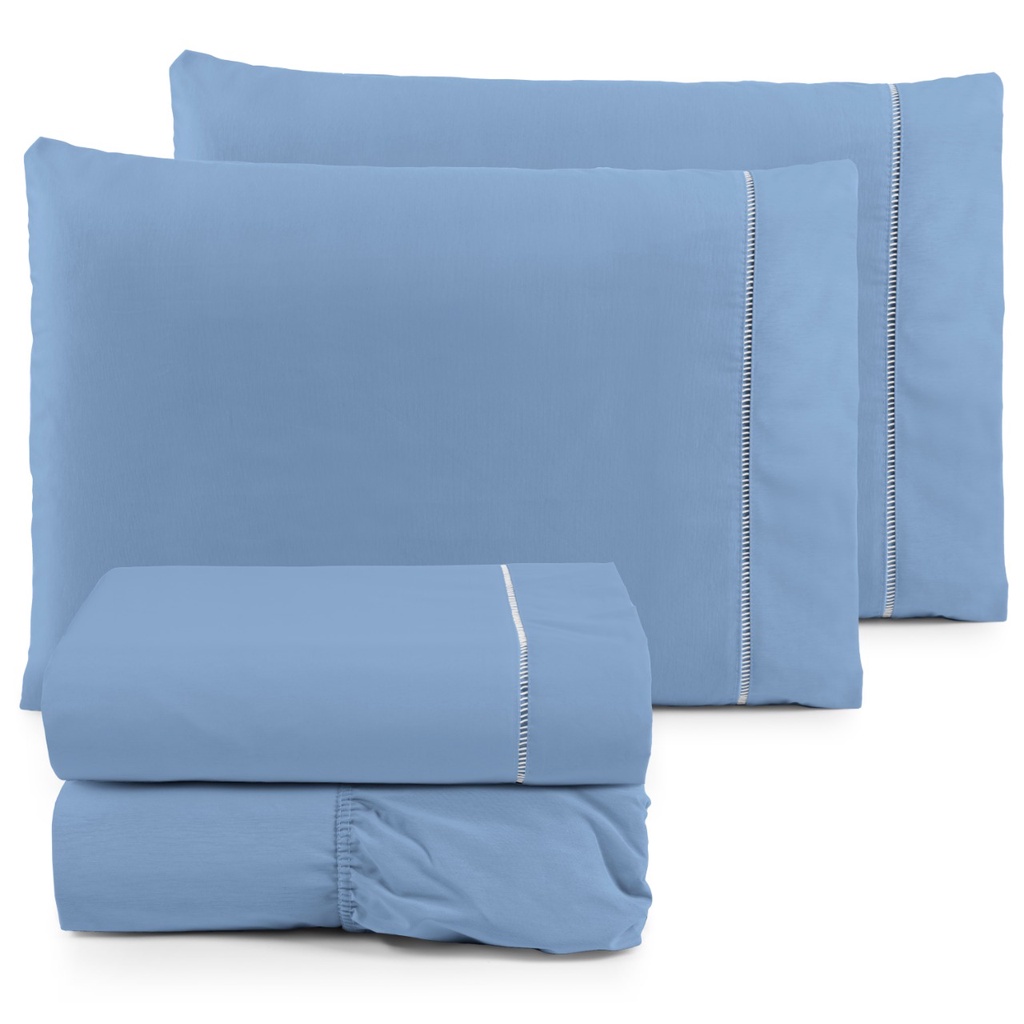 Jogo de Lençol 4 Peças Queen 200 Fios Percal 100% Agodão Liso em Oferta na Shopee