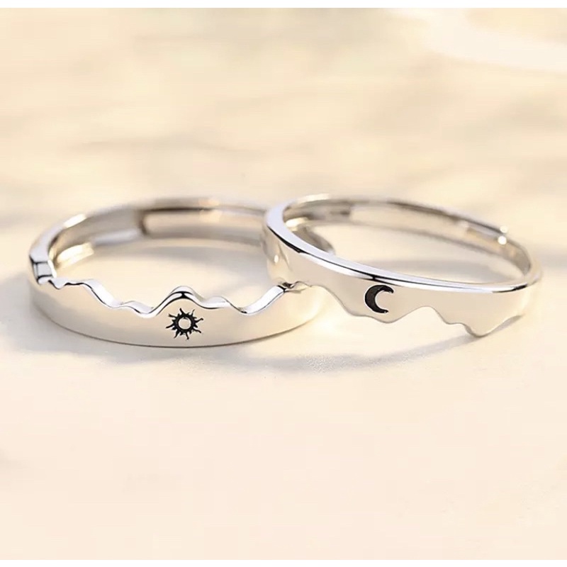 Alianças Anel Sol e Lua Ajustável Prata com Caixa Namoro Casal Compromisso Dia dos Namorados em Oferta na Shopee