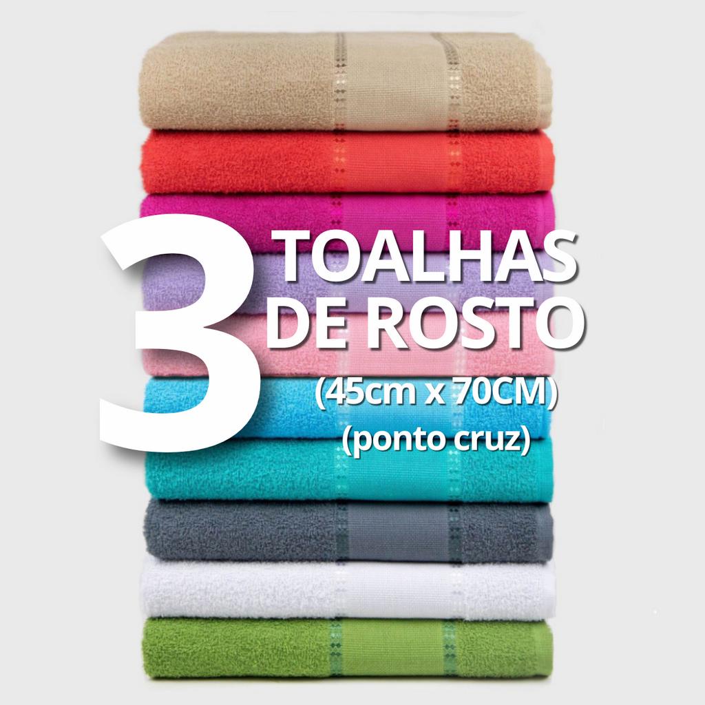 Kit 3 Toalhas de Rosto Ponto Cruz Artesanato 270g/m2 - 45x70cm - 100% Algodão Menor Preço Disponível - Bordar em Oferta na Shopee