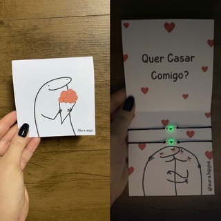 Kit Pulseiras Meme Casal Amizade Pedido de namoro Casa comigo Pedido Casamento Presente criativo coração brilha no escuro