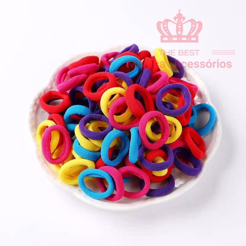 kit 250 elasticos de Cabelo Tipo Meia  Xuxinha Criança Adulto Rabicó Pequeno em Oferta na Shopee