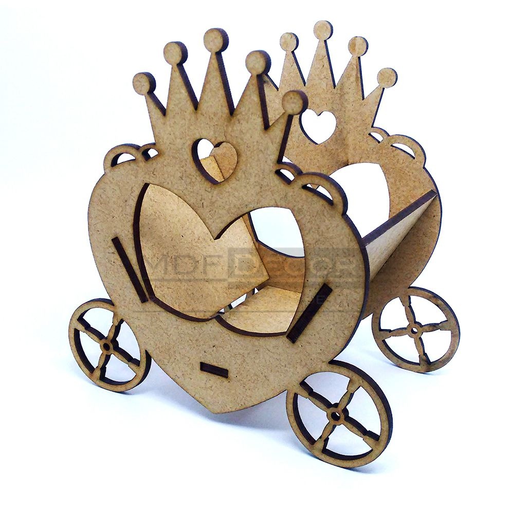 Cachepot Carruagem de Coração Em Mdf - Ls002