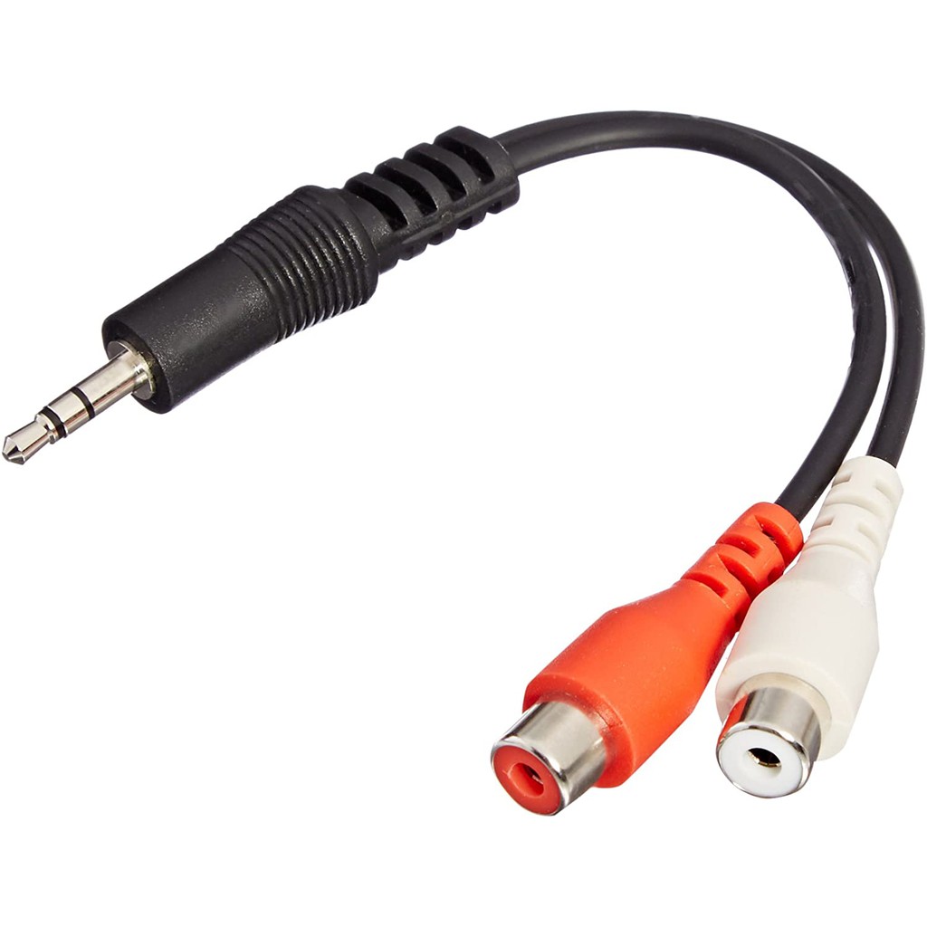 Rabicho Cabo Adaptador Auxiliar P2 MACHO (3.5MM) Estéreo x 2 Plug RCA FÊMEA (Branco + Vermelho)