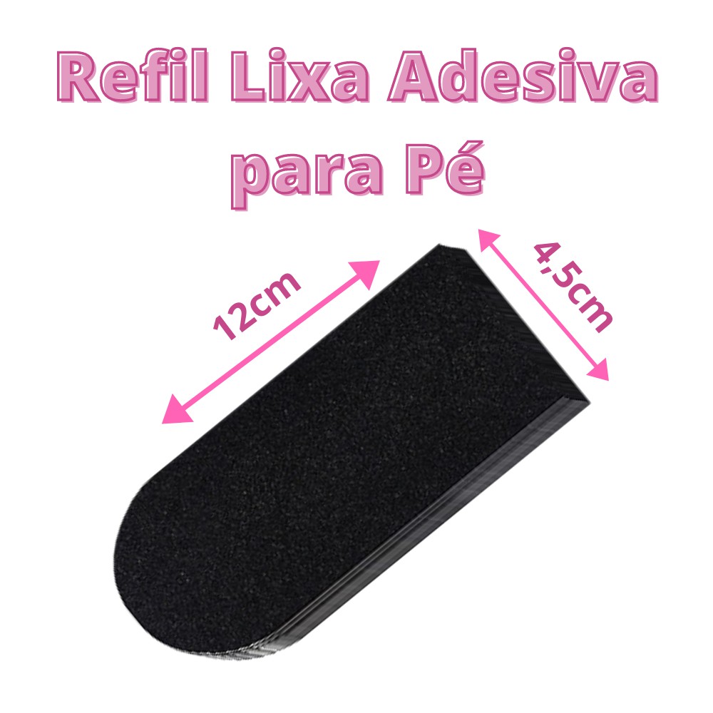 50 Refil de lixa pedicure adesiva auto colante Aba reta Preta Liz | A melhor