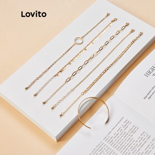 Lovito Conjuntos de Pulseiras com Anel de 6 Peças para festa L17M439 (Ouro)
