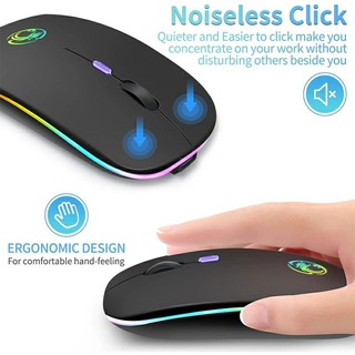 Mouse sem fio wireless bluetooth rgb recarregável silencioso mause led