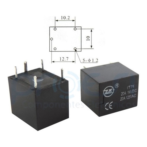 Kit 200 Peças - Rele Mini 24v 20a 5 Terminais