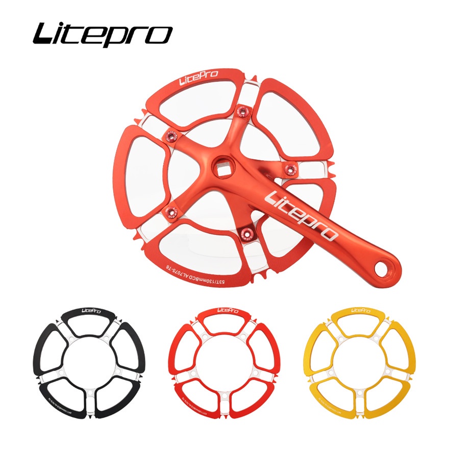 Litepro Bicicleta Dobrável 5 Furos Pétala Coroa 53 56 58T Pedaleira BMX 130BCD Roda Dentada Única