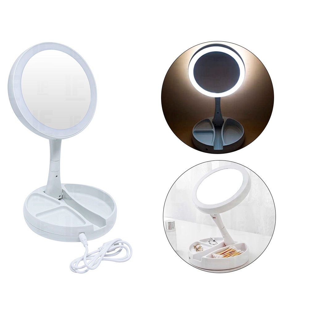 Espelho Led Articulado Maquiagem Aumento 10x Camarim - Beauty