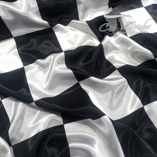 Tecido cetim quadriculado bandeira Fómula 1 (F1) 1 Metro