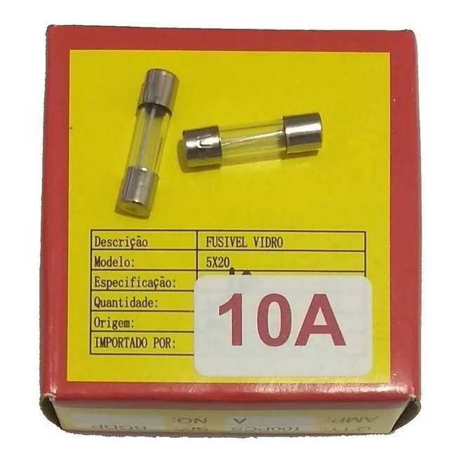 Kit 10x Fusível Vidro Pequeno 10a 5x20mm Bivolt Para Régua Tomada
