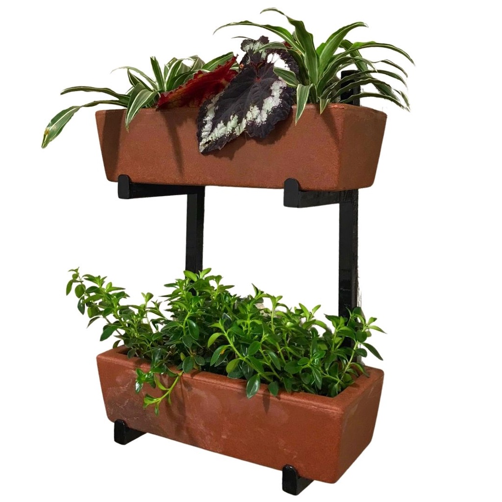 Suporte de Ferro p/ Jardim Vertical com 2 Floreiras 37cm