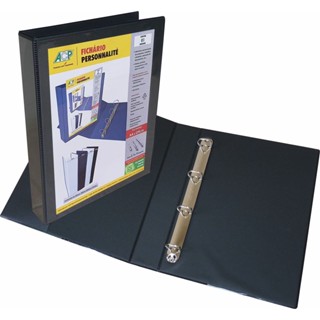 Fichário Personalizável Preto c/4 argolas, lombo 6 cm. Tamanho A4 (26,5x31,5x6 cm) em Oferta na Shopee