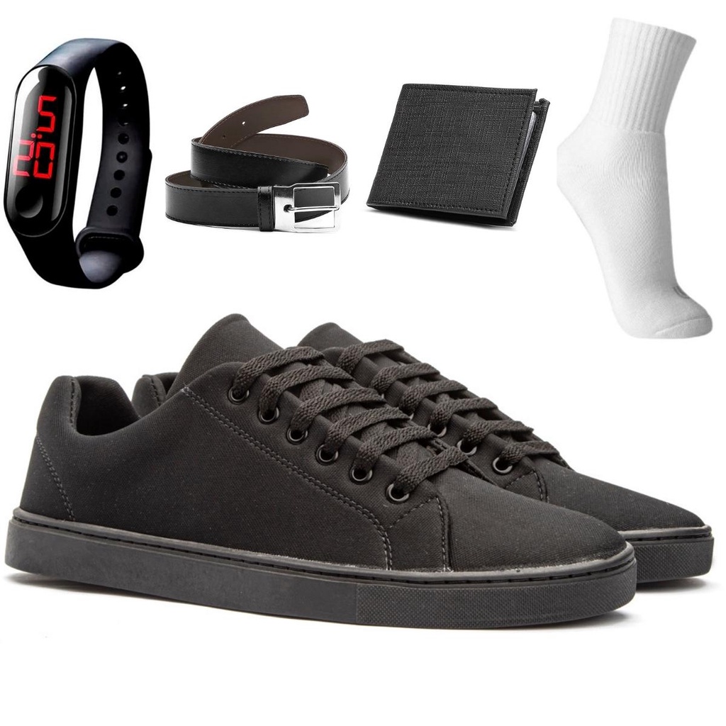 Tênis Masculino Sapatenis Masculino casual Kit Completo Relógio Cinto Carteira e Ceia Envio Rápido Promoção