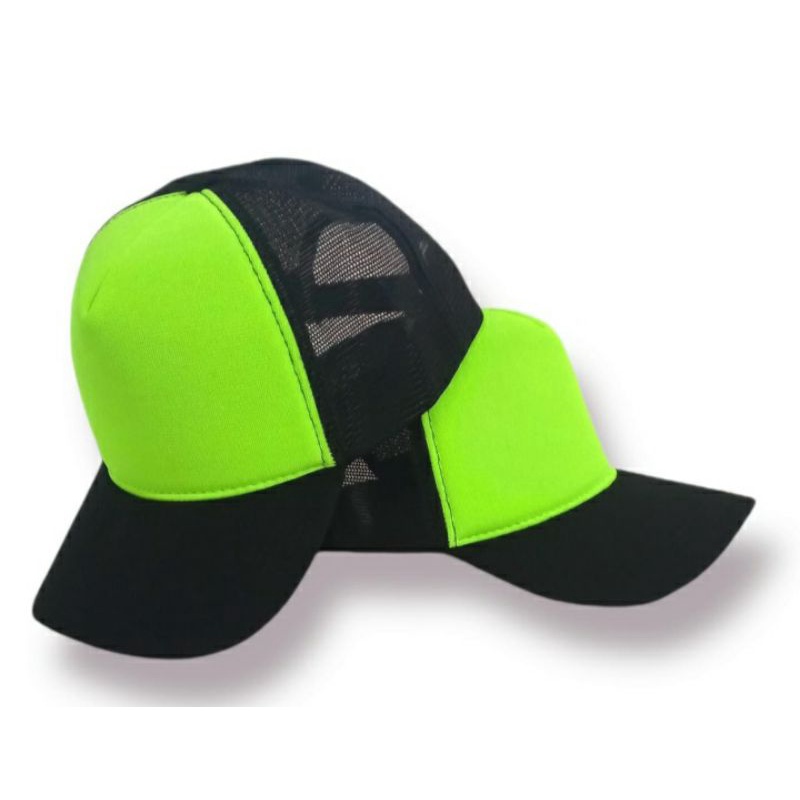 Boné Trucker Liso Verde Tela Preto Com Tela Telinha Redinha Com Aba Curva