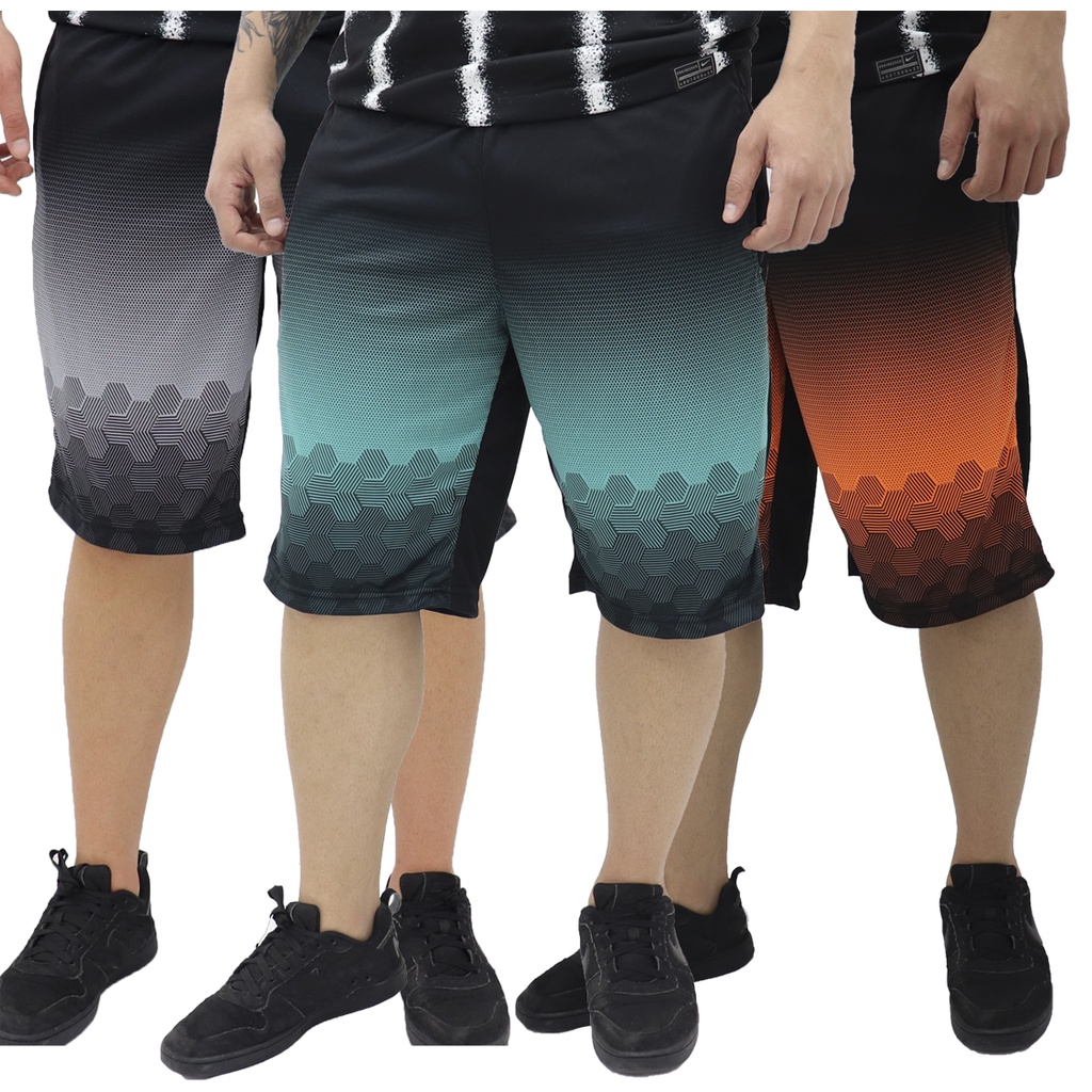 kit 03 shorts plus size masculino elanca poliéster tamanho especial g1 ao  g4 promoção - Corre Que Ta Baratinho