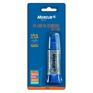 Fita Corretiva 5mm x 6m Recarregável - Mercur - Azul