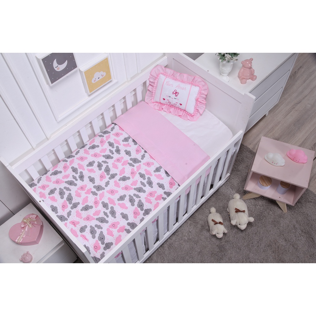Edredom De Berço Nuvem Rosa em Oferta na Shopee