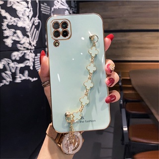 Wrist Chain Case Samsung Galaxy A22 M32 M22 A12 M12 Glossy Plating Soft Phone Back Cover em Oferta na Shopee
