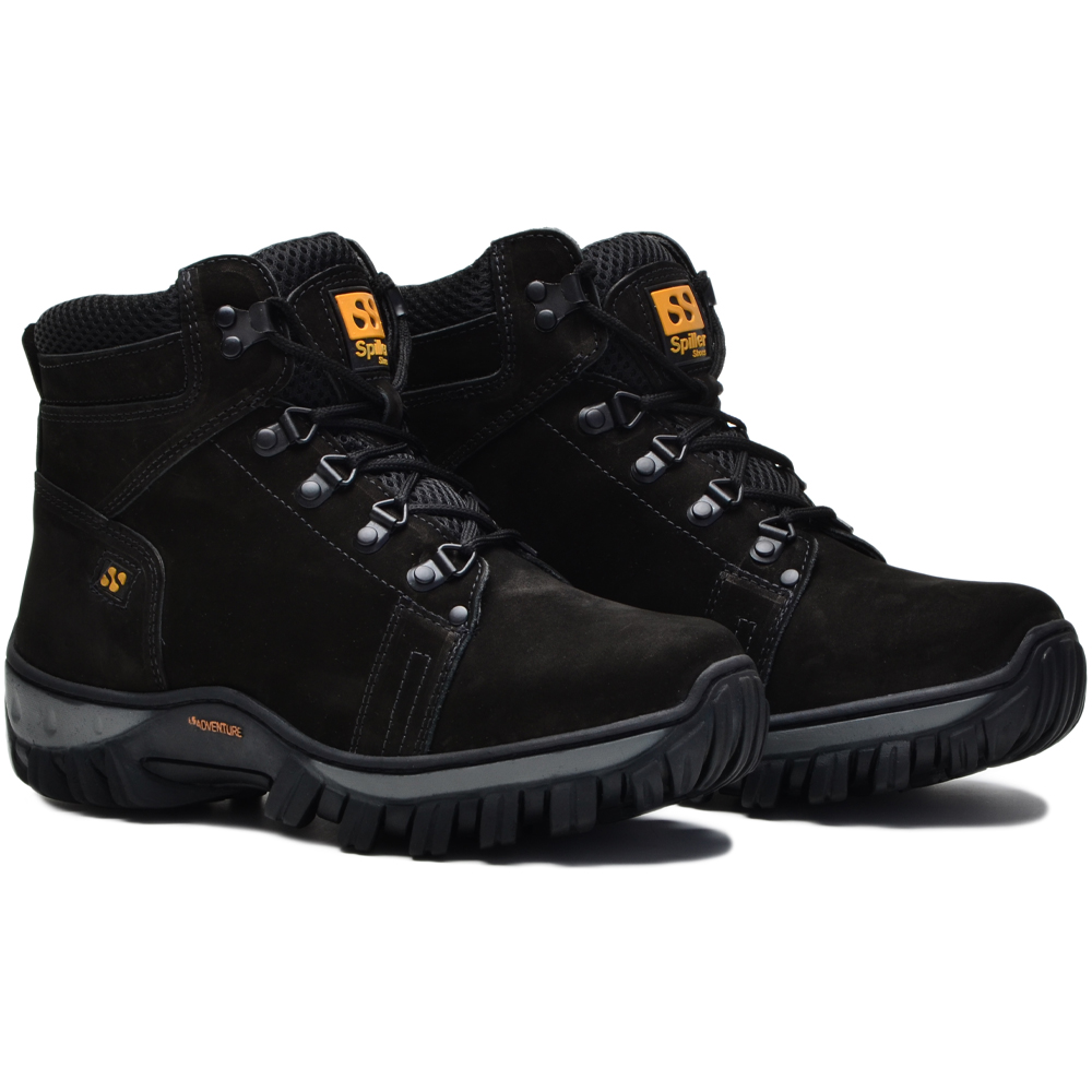 Bota Adventure Coturno Masculino casual classico trilha cano medio trabalho Trail Spiller Shoes Preto