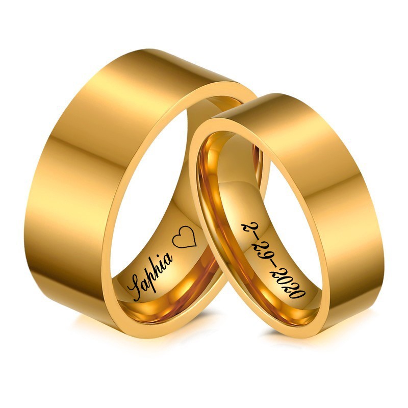 Vnox Bandas De Casamento Para O Seu Dele Dela De Aço Inoxidável Da Cor Do Ouro Mulheres Homem Presente Do Amor em Oferta na Shopee
