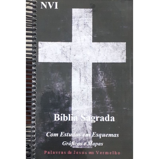 Bíblia Sagrada Com Estudos em Esquemas com Gráficos e Mapas | NVI | Capa Dura Espiral Cruz Branca em Oferta na Shopee