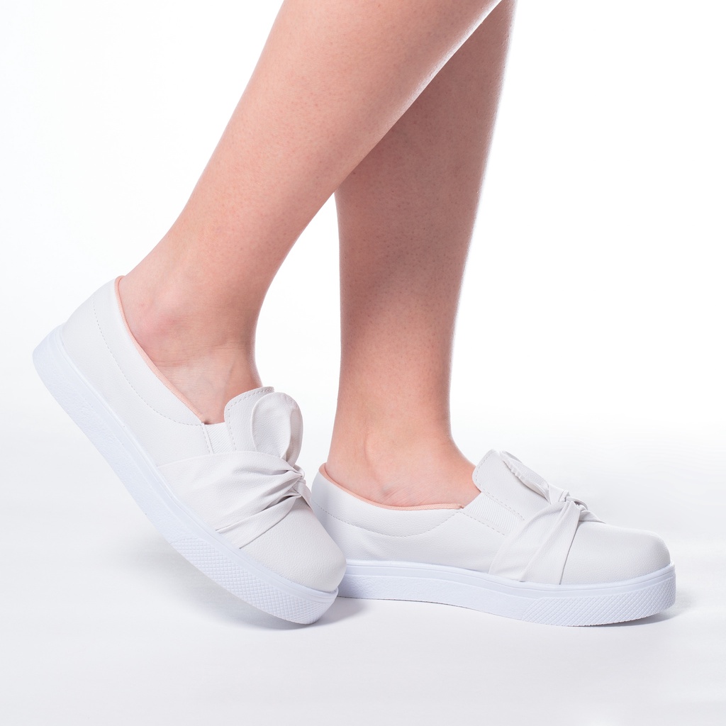 Tênis Feminino Slip On Branco Nova Coleção