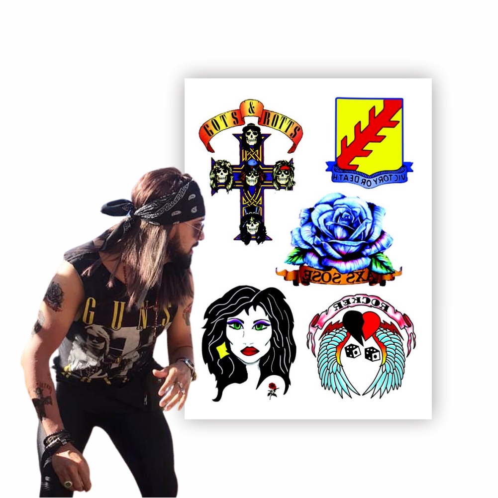 Tatuagem Temporária Banda Roses | Fantasia Cosplay