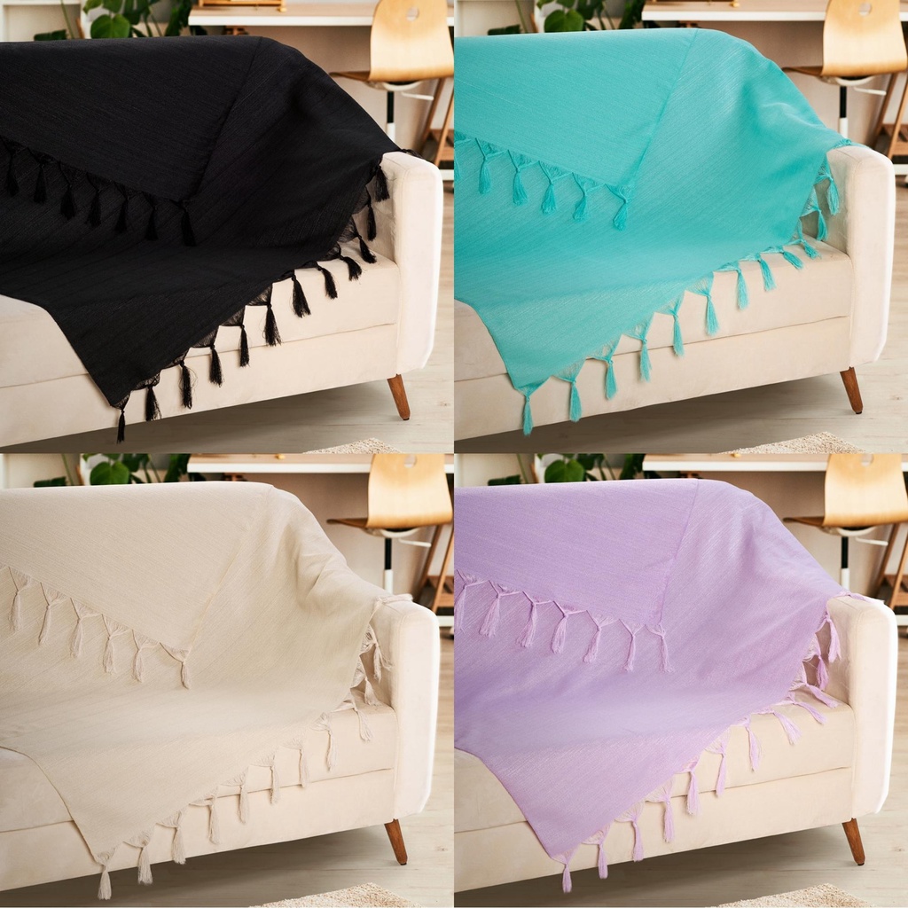 Manta Para Sofá Decorativa Coloridas Luxuosa Com Franja Confort 1,80 X 1,45  | Shopee Brasil