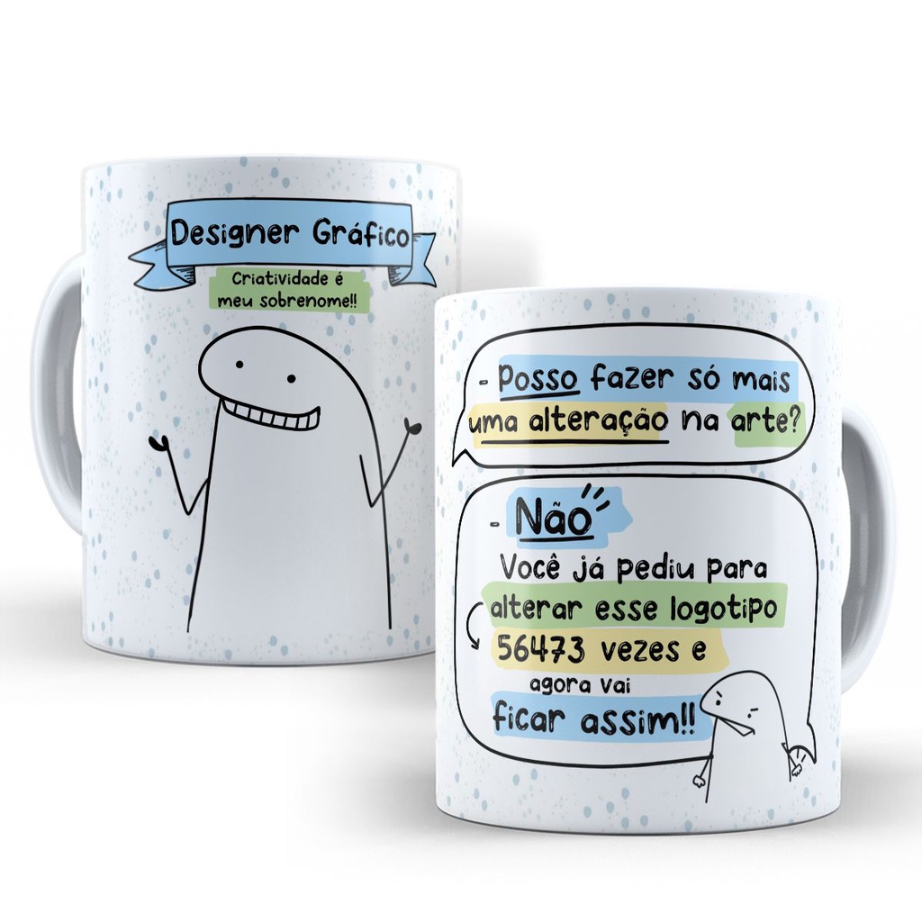 Caneca Designer Gráfico - Personalizada Flork Engraçada Divertida Profissões 345
