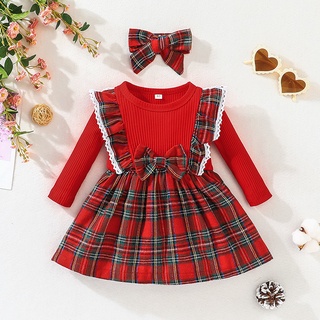 Vestido De Bebê Menina Recém-Nascidos 3-36 Meses Moda Manga longa Natal Vermelha Vestidos De Princesa Infantil