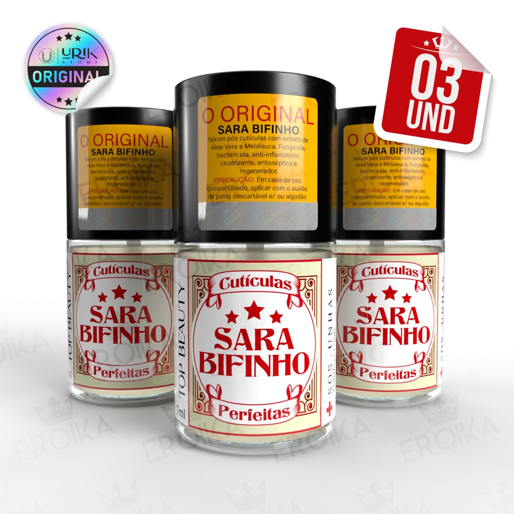Kit 3 Bifinho Sara Pós‑Cutícula Bactericida Anti‑Inflamatório Cicatrizante Para Manicure