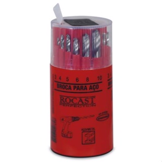 Jogo de Brocas Combinado 18 peças 3,0 a 10,0mm 53,0072 ROCAST em Oferta na Shopee