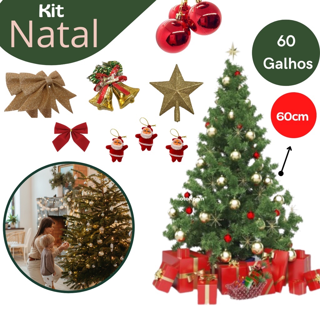 Arvore De Natal 60cm Decoração De Natal Enfeite De Natal Pisca Led Estrela  Ponteira | Shopee Brasil