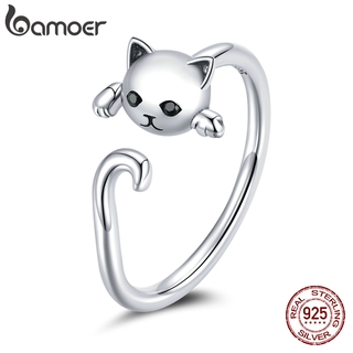 Bamoer 925 Prata Simples Anel Aberto Para Jóias Da Moda Feminina