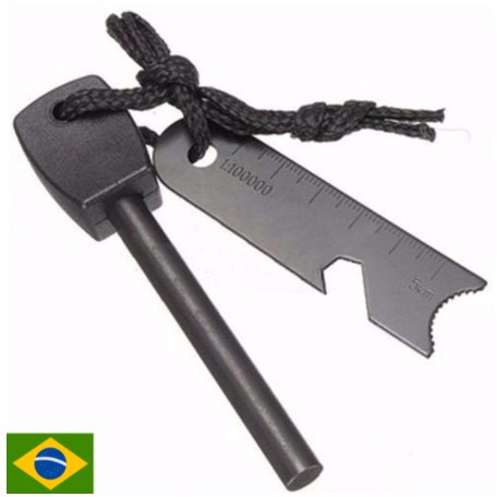 Pederneira de Magnésio com riscador Otimo para Camping Pesca Fogo Fogueira