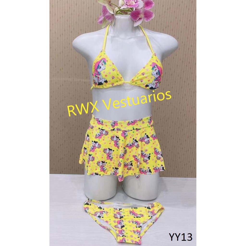RWX VEST Biquíni Infantil/Com Estampa do Unicórnio/Acompanha Calcinha e Saia YY13