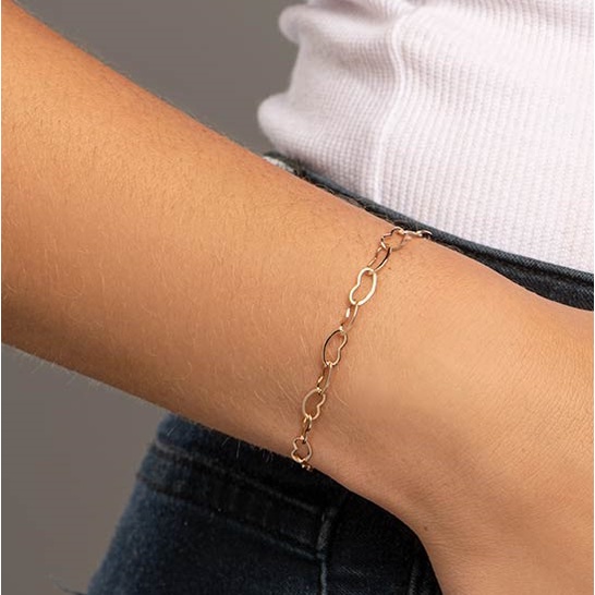 Pulseira Rommanel Elos de Corações Vazados 19cm 550683 em Oferta na Shopee