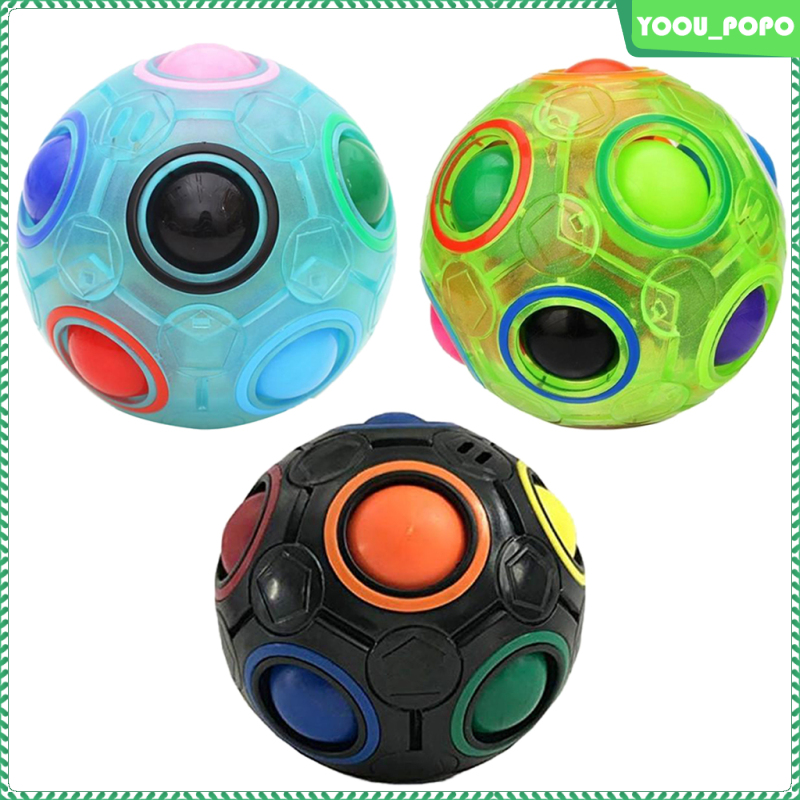 Yoou Popo Rainbow Puzzle Ball Cube Ball Puzzle Game Fun Stress Reliever Ball Brain Teaser Fidget Toys For Children Teens Shopee Brasil