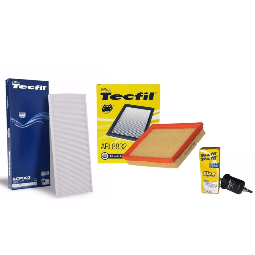 Kit filtros Ar Cabine / Ar Motor / Combustível Gm Agile 1.4 2009 2010 2011 2012 2013 2014 2015 Tecfil