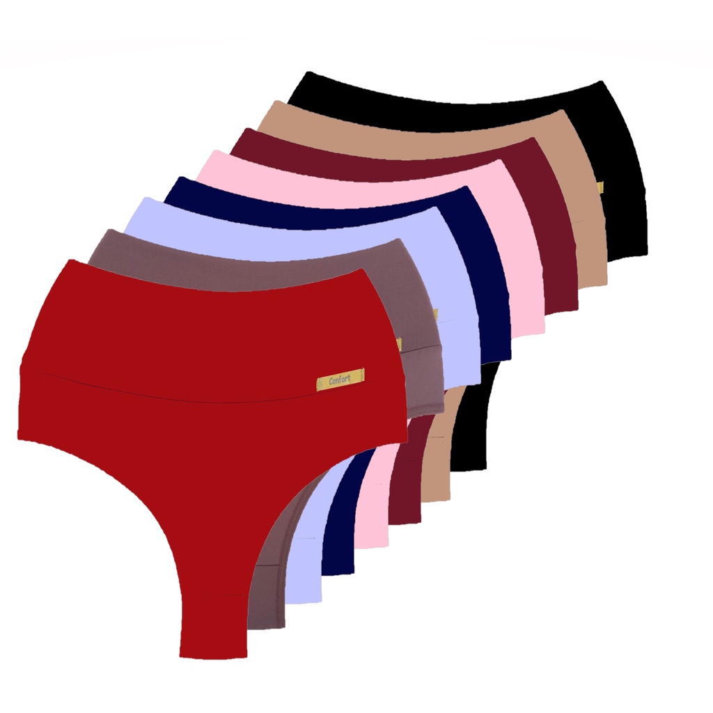 10 Calcinha Cintura Alta Cinta Cós Alto Duplo Revenda