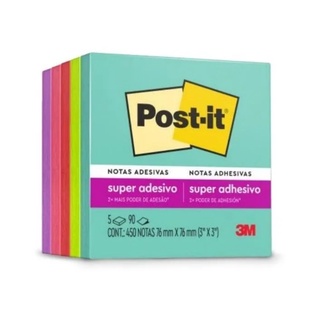 Bloco de Notas Adesivas Post-it 76x76 mm 450 Fls - Neon