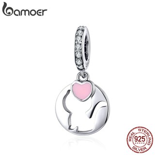 Bamoer 925 Sterling Silver Charme Pingente Céu Aberto Gatinho Animais De Estimação Encantos Para Jóias DIY Acessórios SCC1140