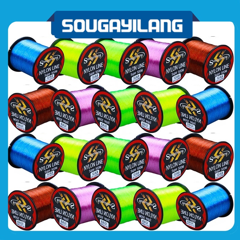 Sougayilang Linha de pesca 500M linha de pesca de nylon Equipamento de pesca de fluorcarbono transparente Linha de molinete de pesca de carpa